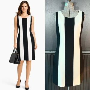 Linea Domani Black and White Vertical Stripe Sleeveless Sheath Dress Size 4 💛🍄